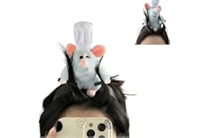 TIUYII Ratatouille Hairband for Women Cartoon Mouse Hairpin Plush Doll Headdress Stuffed Animal Costume Props Gift for Christmas Friends Graduation Party