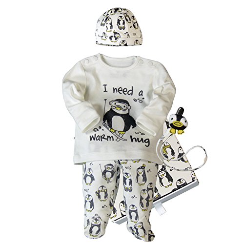 Bóboli Unisex Baby PACK 4 PIECES WITH SAMLL GIFT CASE Full Long Sleeve Clothing Set, Off-White (off White 1111), 0-3 Months (Manufacturer size: 1M) (M