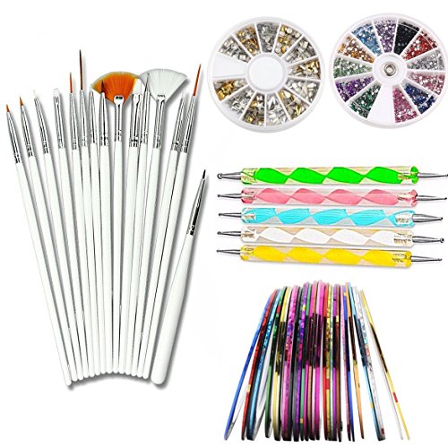 20 Stück Nail Art Pinsel + Punktierung Werkzeuge ,CIDBEST® Nail Art Design Malerei Zeichnung Pinsel-Punktierung Detaillierung Pen,Nail Art Bürste, Punktierung Detaillierung Pen, Marbleizing Punktierung Pen-Werkzeug-Satz, Schönheits-Anstrich-Polnisch-Bürsten und Punktierung Stift-Werkzeug-Set für natürliche, Falsch, Acryl- und Gel-Nägel