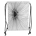 Produktbild Icndpshorts Drawstring Backpacks Bags,Spires Decor,Digital Speedy Sharp Lines with Dynamic Shape Machine Age Modern Art Image,Grey White Soft Satin,5 Liter Capacity,Adjustable String Closure,T