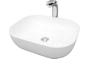 VBChome Lavabo da appoggio in ceramica ovale, 50 x 40 cm