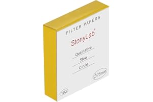 stonylab Qualitative Filter Paper, 100 Packs Slow Flow Rate Cellulose Filter Paper Circles with 10 Micron Particle Retention, 74 mm Diameter