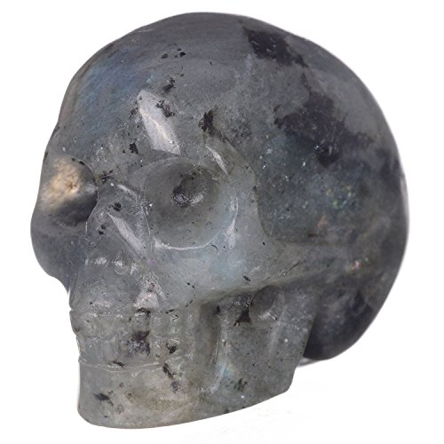 Mineralbiz 1.3 „-1.5“ Natürliche Labradorit Hand geschnitzte Kristallschädel-Edelstein Menschliche Schädel-Kopf-Skulptur Healing Reiki - 7