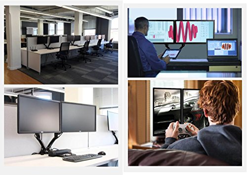 ERGONEER Full-Motion-Gasfeder Dual-LCD-Arm Stativhalterung Passend für 10 „-30“ Double Computer-Monitore – Einstellbare Drehtischmontage Schwingen Twin Monitor-Arme w / Audio MIC USB-Anschlüsse - 3