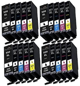 20x COMPATIBLE Canon PGI-550XL PGBK CLI-551XL CMJN cartouches d encre pour Canon Pixma IP7250 MG5450 MG6350 MG5550 MG7550 MX925    4x 550XL - 4x 551C - 4x551M - 4x 551Y - 4x551BK   