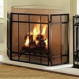 Pare-feux Panneau 3 En Fer Forgé Écran Plat Cheminée, Pliage Décor Extérieur En Métal Porte pour Animaux Domestiques Mesh Bébé pour Bébés, Noir, Large 51inch