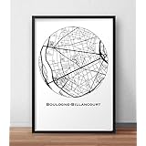 Plakat Boulogne-Billancourt Frankreich Minimalist Map - City Map, Dekoration, Geschenk