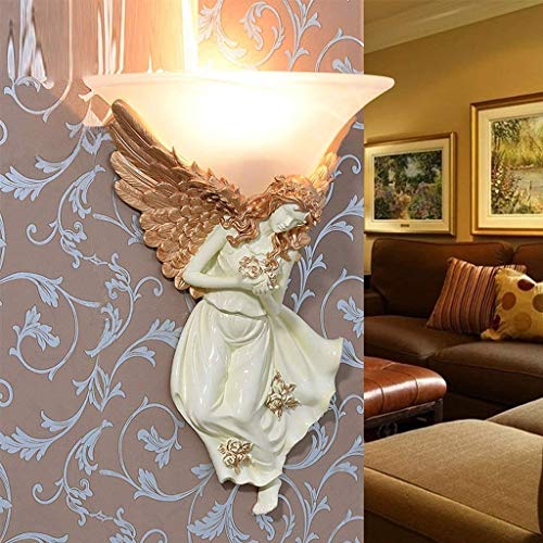 Preisvergleich Produktbild CLLCR Wandleuchte - Home Hotel Beleuchtung Angel Sculpture Wandleuchte Schlafzimmer Nacht Wohnzimmer Hintergrund Wand Kreative Einfache Gang Treppen Geführt Dekoration Athene Angel Carving Nachtlicht
