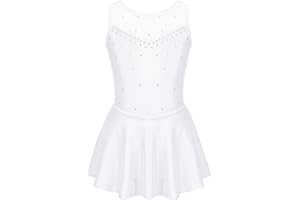iiniim Enfant Fille Justaucorps Gymnastique Competition Robe Patinage Artistique Léotard Danse Classique Cristal Brillant Robe Sport Gym Yoga 5-16 Ans