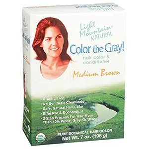 Light Mountain Natural Color The Gray! Hair Color & Conditioner Medium Brown 7 Ounce (198 g) (Pack of 2)