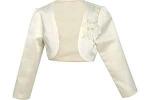 HULIJA Enfant Fille Boléro Satin Cardigan Soirée Gilet à Manches Longues Boléro Demoiselle d'honneur Baptême Soirée Cérémonie Veste Gilet
