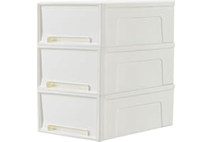 Cetomo Kompaktowa szuflada do przechowywania w stos, plastikowy organizer do szuflad z białymi drzwiami do zlewu, kuchni, spiżarni, biurka i domu, przechowywania butów i artykułów rzemieślniczych,