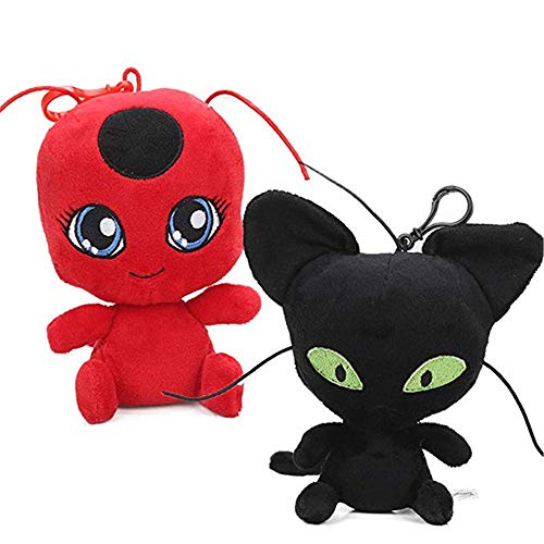 Lodestar 2Pcs / Set Miraculous Ladybug Cat Plagg e Tikki Noir Peluche Lady Bug Adrien Marinette Bambola di pezza