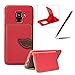 Produktbild Premium 3D Leaf Design PU Leder Hülle Case für Samsung Galaxy A6 Plus 2018 Herzzer Wallet Cover Weiche Silikon Bumper Backcover Magnet Kartenfächer Ledertasche Schutzhülle für Samsung Galaxy A6 Plus 2018 - Rot