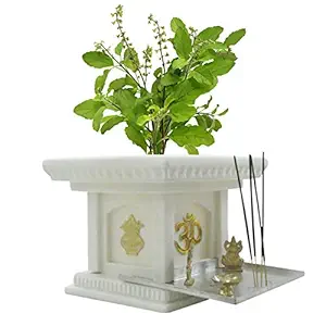 YUCCABE ITALIA Polyester Blend Tulsi Planter, White, 10 IN, 1 Planter