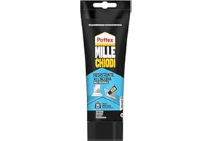 Pattex Millechiodi Esterni & Interni, adesivo extra forte per montaggi esterni, adesivo resistente per legno, ceramica, metallo, con presa immediata, 1x340g tubo