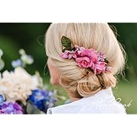 LH5i Braut Haarkamm Blüten Hochzeit Haarschmuck