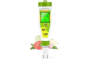 UIUZMAR Misuratore di pH EC per Acqua Idroponica, Misuratore di PPM e pH per Piscina, Misura la Conduttività di pH PPM e Temp, Tester di pH EC PPM per Acqua, Acquario, Spa, Jacuzzi, Acqua Potabile