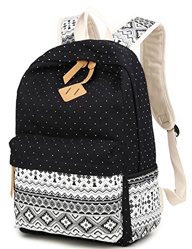 Canvas Rucksack Maedchen Schulrucksack Fashion Ethnischen Stil Blumendruck - 2