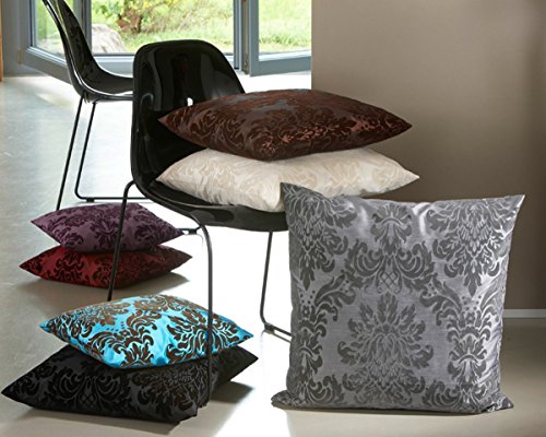 Opus Kissenhülle ca. 50 x 50 cm Taft Samt Flockdruck Farbe 03 Grau (2er Set) - 2