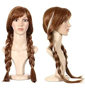 Anogol Free Hair Cap +Movie Cosplay Wig Party Wigs Brown Braid Wig Halloween Wig(Brown,1-Pack)