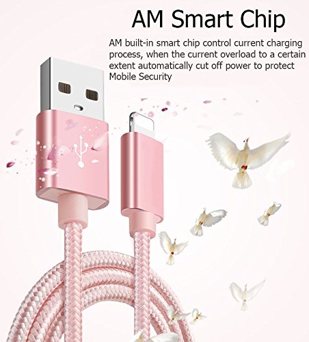    Pack de 3 Rose    C  ble iPhone 3M YooGoal Cable Lightning    Chargeur rapide Transfert de donn  es    vers USB de Nylon Tress   Connecteur en Chargeur C  ble pour iPhone X 8 8Plus 7 7Plus 6 6S Plus iPad iPod