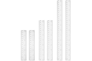 Dacitiery 6 Stück Kunststoff Lineal, 15cm 20cm 30cm Lineal, Transparentes Lineal mit Metrische und Zoll für Schule, Büro, Zuhause, Präzision Messwerkzeug