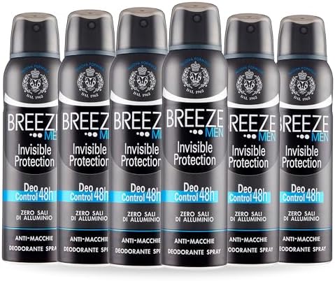 BREEZE | Deodorante Spray Invisible Protection, Breeze Men, 6x150 ml