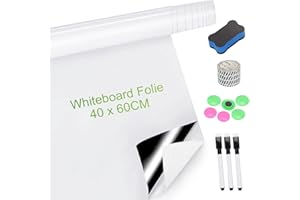 Umllpet Whiteboard Folie, Magnetisches Whiteboard Folie, Magnetfolie Selbstklebende Whiteboard Magnettafel, DIY Weißwandtafel, Whiteboard Sticker für Büro/Schule/Zuhause/Küche, Abwischbare (40X60CM)
