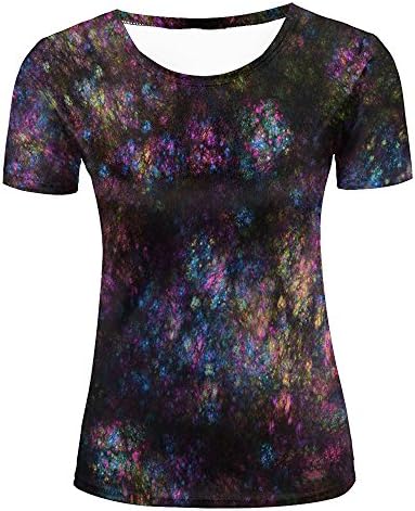 shanguo Women 3D T Shirts Artists Colorful Hawaiian Graphic Summer Top L