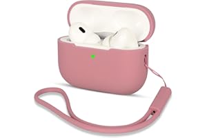 AOTUAO Kompatibel mit AirPods Pro 2 Hülle Case, Silikon Stoßfeste Schutzhülle für AirPods Pro 2. Generation 2022 Case Cover mit Silikon Lanyard, Front-LED Sichtbar, Bean Pink