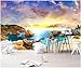 Price comparison product image Chan-Mei Custom Mural Photo 3D Wallpaper The Vast Expanse of The Sea Sunrise and Sunset Painting 3D Wall Murals Wallpaper for Wall 3D 400cmX300cm