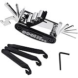 Zacro 16 in 1 Multifunctional Bike Cycling Bicycle Repair Tool Kit - 3 pcs Tire Levers - Extra 4mm Allen Wrench, Multi-Function Bike Tools Essential for Cyclist
