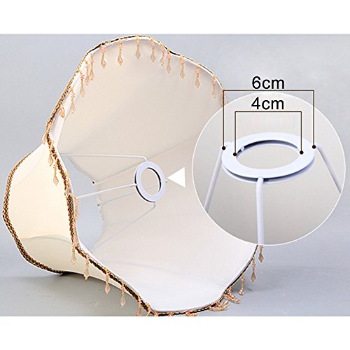 Eastlion Creative Jacquard und Perle 30cm Retro Palace Anhänger Handgefertigte Anhänger UNO Lampenschirm für Tischleuchten, Stehleuchten, Wandleuchten, weiß 20x30x22cm - 4