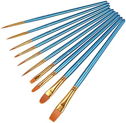 Phetron Paint Brush 10pcs Art Paint Brush Set for Watercolor, Oil, Acrylic Paint / Craft, Nail, Face Painting