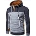 Produktbild Herren Mode Patchwork Langarm Kapuzenpullis, Kaiki Männer Pullover Mantel Stand Kragen Sweater Outwear (M, Deep Gray)