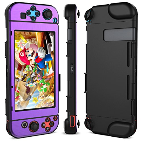 Preisvergleich Produktbild Nintendo Switch Hülle, Dexnor Nintendo Switch Tasche Komplette Bedeckung Hartschalen Zubehör Hartrücken Hülle Anti-Kartzer Ultra-Dünn Schutzhülle - Lila