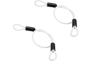 PATIKIL 3/16" Dia Vinyl Coated Stainless Steel Cable with Loops, 2 Pcs 2 ft (20") Flexible Wire Rope Security Chain Lanyard Lock for Outdoor Stage Lighting Luggage Lock, White