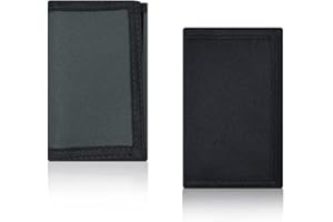 YITEXIN Portefeuille en toile à trois volets avec fermoir et poche zippée pour pièces de monnaie et porte-cartes pour sports de plein air, portefeuille pour jeunes garçons et filles, Noir/gris, NO, nan,