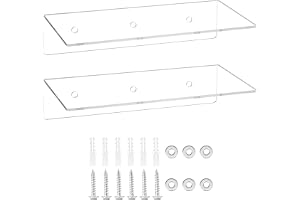 QWORK® Set med 2 genomskinliga vägghyllor i akryl, 30 x 15 x 7 cm, mångsidiga flytande hyllor för högtalare, växter, bildrama
