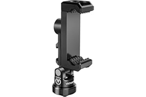 VICHSAMWY Vollmetall-Telefon-Stativhalterung mit 3 Cold Shoes und 1/4 Arca-Port-Verriegelungsknopf, 360°-Smartphone-Stativ-Adapter, kompatibel mit iPhone 14/13/12 Pro Max, Samsung S23 S22 Ultra, alle