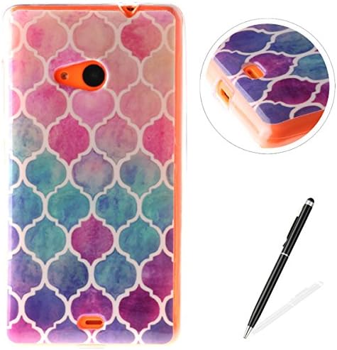 Microsoft Nokia 535 case,Feeltech Flexible Ultra Thin Soft Gel TPU IMD Slim-Fit Bumper Case In-Mold Decoration Technology with Cute Cartoon Lightweight [Shock-Absorption] Elastic Silicone Rubber Skin Protective Back Cover Luxury Fashion Design Printed Pattern [with Free Stylus] Scratch Resistant Protector Shell for Microsoft Nokia 535 - Gradient