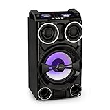 Reproductor multimedia: USB y Bluetooth para reproducir música de dispositivos de almacenamiento | Versátil:  regulador de bajos y altos, 2 entradas para micrófono | Potente:  altavoz integrado de 10" y 3,5'', así como un amplificador de 300 W