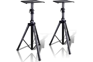 Pyle Supporto Altoparlanti Dual Studio Monitor 2, Coppia Stativi per Casse Acustiche, Altezza Regolabile 86,36 cm a 134,62 cm, Pieghevoli con Base Metallica, Stativi Casse Audio, Stand Casse Audio