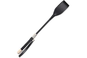 Modurio Horse Riding Crop 33cm – Lightweight Hobby Horse Accessory with Anti-Slip Grip – Durable PU Leather Hose Whip Crop Horseplay Training(Black)