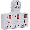 ESSTAIN 4 Pin Multi Plug Point | Cordless Wall Socket Multi Outlet Extension Board, Universal Sockets and Individual Switches (Red Switch)