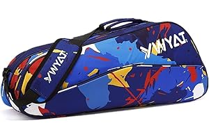 Sport Tent Badminton Racket Bag Waterproof Tennis Racquet Single Shoulder Bags 3 to 6 Racquet Tote Pack for Men Women Youth and Adult