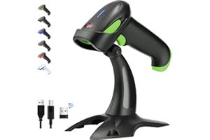 Tera Skaner kodów kreskowych 1D 2D QR 3 w 1, bezprzewodowy skaner kodów kreskowych 2,4 GHz/Bluetooth/USB, przewodowy skaner kodów kreskowych z akumulatorem 2000 mAh/kablem 2 m/super stabilna