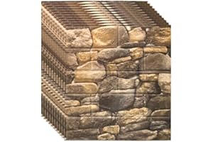 Camiraft 10 PCS 3D Brick Wallpaper, 13×15’’ DIY Self Adhesive Wall Tiles, Waterproof,Masonry Effect, Home Decoration, 3D Wall Panel,Suitable for Kitchen, Bathroom, Living Room