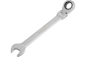 DAKCOS Kombi-Ratschenschlüssel 13mm - Metrischer Ratschenringmaulschlüssel mit Gelenk aus CR-V mit mattierter Chromoberfläche